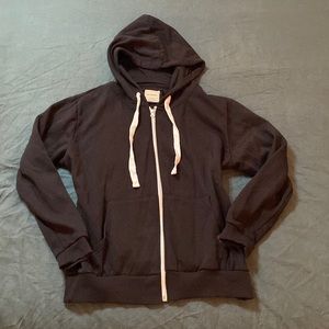 Black Hoodie Zip Up XL with White Trimming